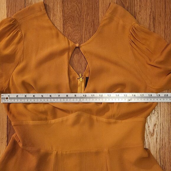 Reformation Delancey Rare Goldenrod Mustard Longsleeve Keyhole Mini Flare Sz 12 - Picture 6 of 13